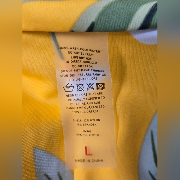 One Piece Bathing Suit Swimsuit Golden Yellow Floral Tie Front And Shoulders L - Picture 6 of 6